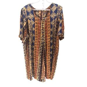 Kathryn Deene Romper Women 22/24 Yellow Tribal Geometric VTG Boho Indie Festival